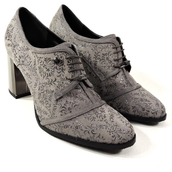 LUIGI TRAINI 🇮🇹 WOMEN'S GREY SUEDE HEELED FASHION SHOES